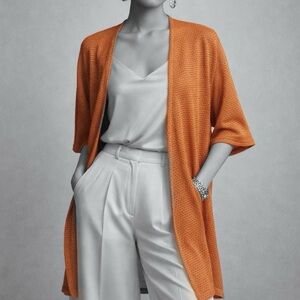 Orange Open Cardigan